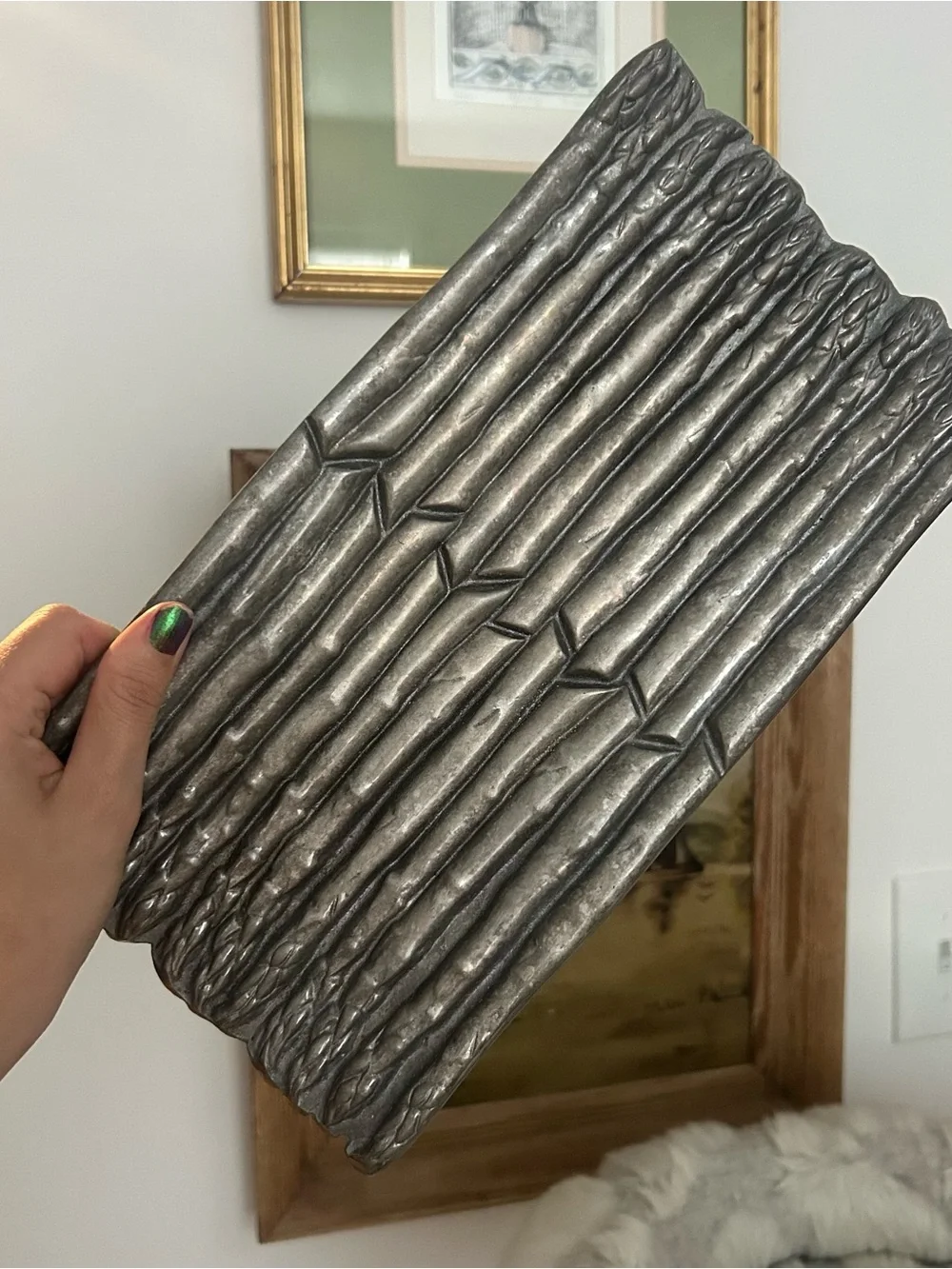 Vintage Wilton Co RWP Armetale Asparagus Silver Tone Metal Kitchen Serving Tray